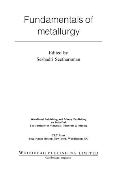 Fundamentals Of Metallurgy - Seshadri Seetharaman - Image 2