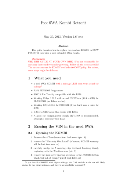 Guide! Fxx 6WA Kombi Retrofit