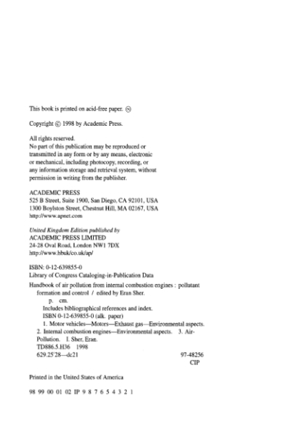 Handbook Of Air Pollution from Internal Combustion Engines - Eran Sher - Image 3