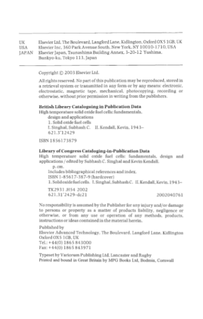 High Temperature Solid Oxide Fuel Cells - Singhal Subhash - Image 4