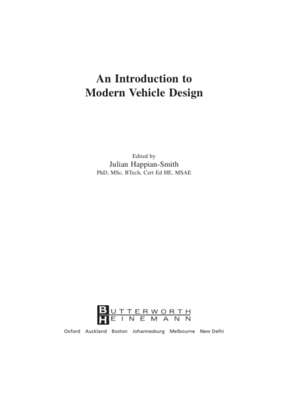 Introduction To Modern Vehicle Design - Julian Happian-Smith - Image 2