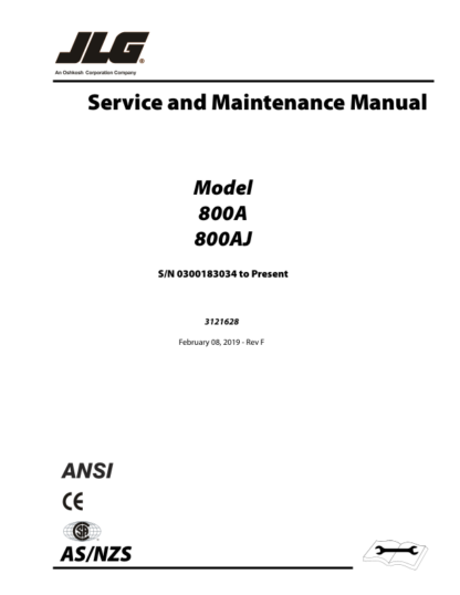 JLG 800A 800AJ Service and Maintenance Manual - Image 2