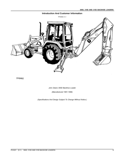 John Deere 300D 310D 315D Backhoe Parts Catalog - Image 3