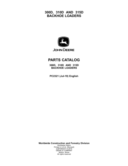 John Deere 300D 310D 315D Backhoe Parts Catalog - Image 2