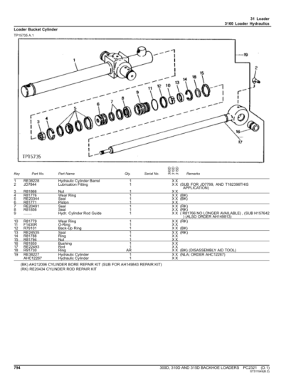 John Deere 300D 310D 315D Backhoe Parts Catalog - Image 10