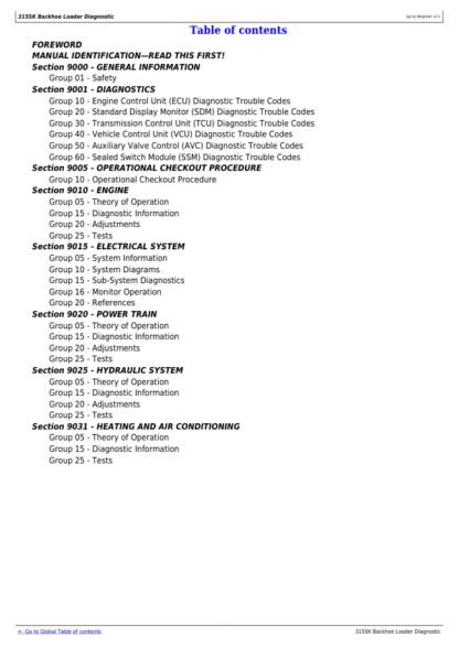 John Deere 315SK Backhoe Diagnostic Service Manual - Image 3