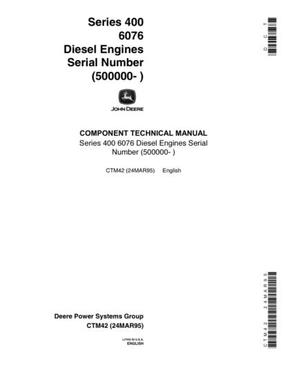 John Deere 400 Series 6076 Engine Service Manual - Image 2