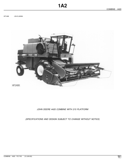 John Deere 4420 Combine Parts Catalog - Image 2