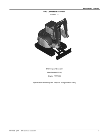 John Deere 60G Excavator Parts Catalog - Image 3