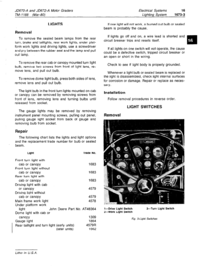 John Deere 670A 672A Motor Grader Repair Manual - Image 12