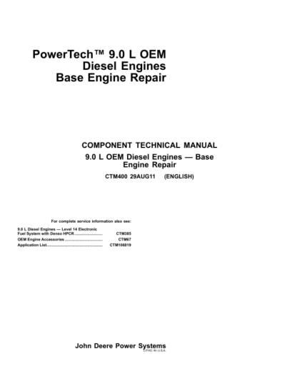 John Deere 9.0L PowerTech Engine Repair Manual - Image 2