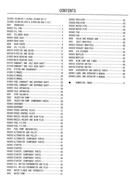 Kubota D1403-EBB-EC1 Diesel Engine Parts Manual - Image 9