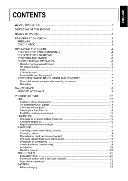 Kubota D1503 D1703 D1803 V2003 V2203 V2403 V2403 Engines Operators Manual - Image 6