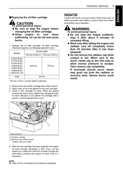 Kubota D1503 D1703 D1803 V2003 V2203 V2403 V2403 Engines Operators Manual - Image 9