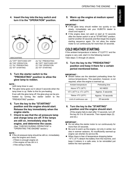 Kubota D1503 D1703 D1803 V2003 V2203 V2403 V2403 Engines Operators Manual - Image 8