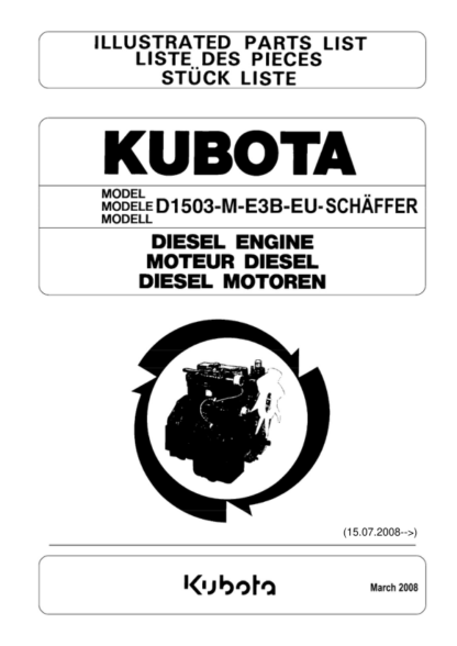 Kubota D1503-M-E3B Diesel Engine Parts Manual - Image 2