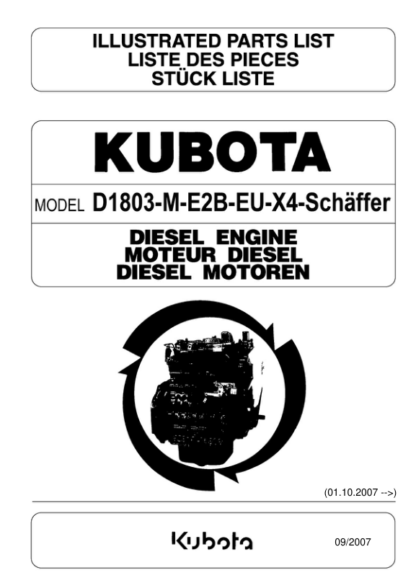 Kubota D1803-M-E2B Diesel Engine Parts Manual - Image 2