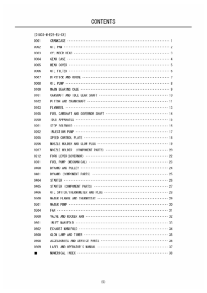 Kubota D1803-M-E2B Diesel Engine Parts Manual - Image 4