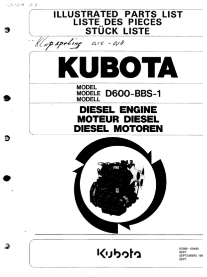 Kubota D600BBS-1 Diesel Engine Parts Catalog - Image 2