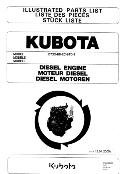 Kubota D722-BB-EC-STD-2 Diesel Engine Parts Manual - Image 2