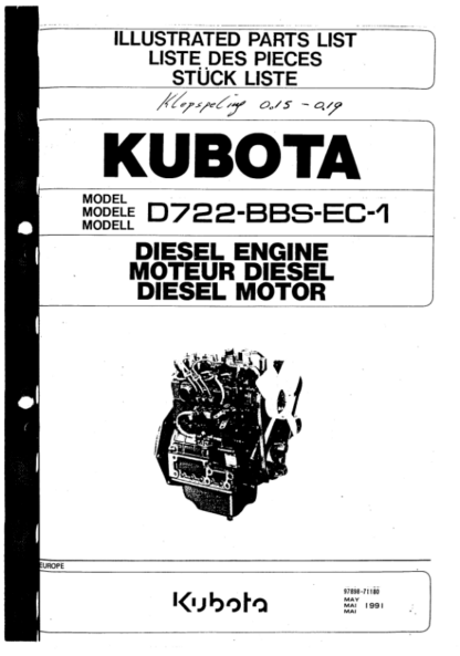 Kubota D722-BBS-EC-1 Diesel Engine Parts Catalog - Image 2