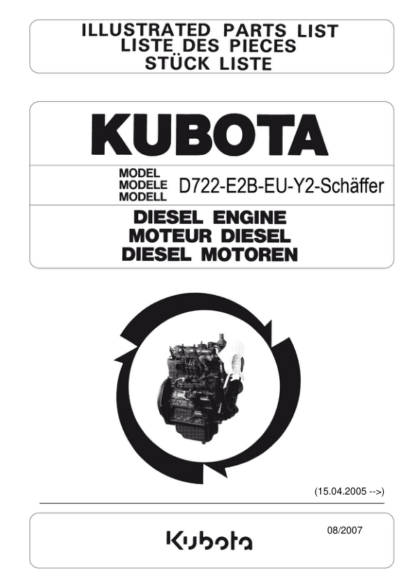 Kubota D722-E2B-EU-Y2 Diesel Engine Parts Manual - Image 2