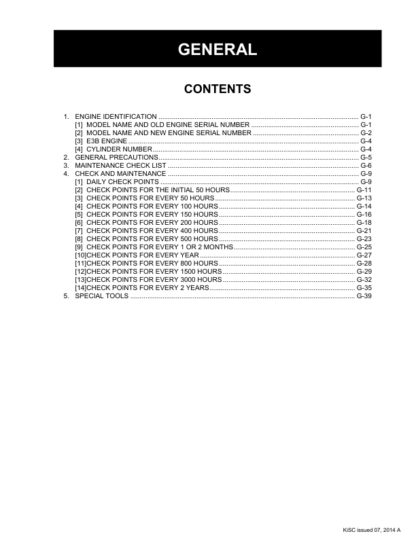 Kubota E3B E3BG Series Engine Workshop Manual - Image 8