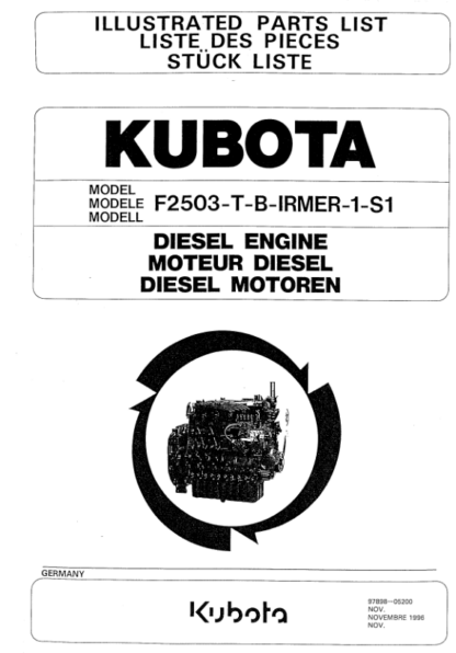 Kubota F2503-T-B Diesel Engine Parts Manual - Image 2