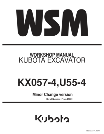 Kubota KX057-4 U55-4 Excavator Workshop Manual - Image 2