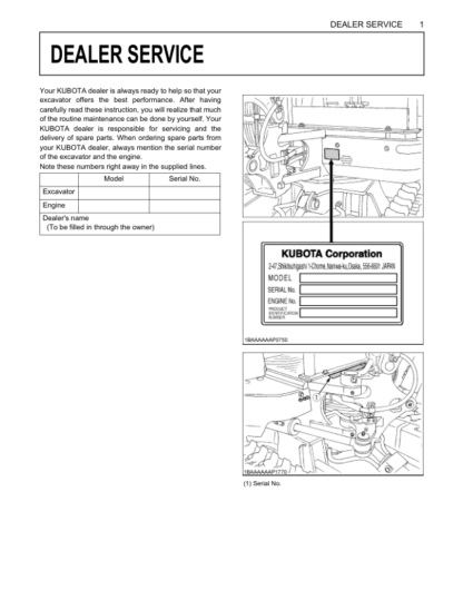 Kubota KX91-3 KX121-3 K161-3 U35 Operators Manual - Image 7