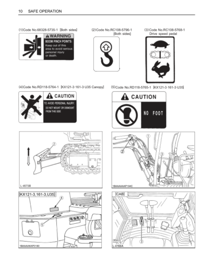 Kubota KX91-3 KX121-3 K161-3 U35 Operators Manual - Image 4