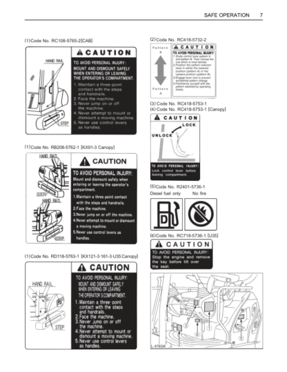 Kubota KX91-3 KX121-3 K161-3 U35 Operators Manual - Image 12