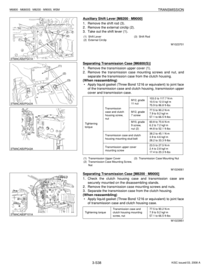 Kubota M6800 M6800S M8200 M9000 Tractor Workshop Manual - Image 6