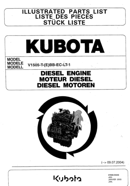 Kubota V1505-T-EBB-EC-LT-1 Diesel Engine Parts Manual - Image 2