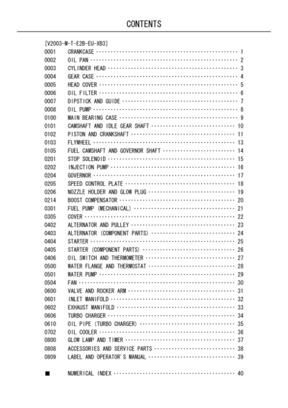 Kubota V2003-M-T-E2B-EU Diesel Engine Parts Manual - Image 3