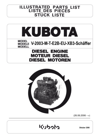 Kubota V2003-M-T-E2B-EU Diesel Engine Parts Manual - Image 2