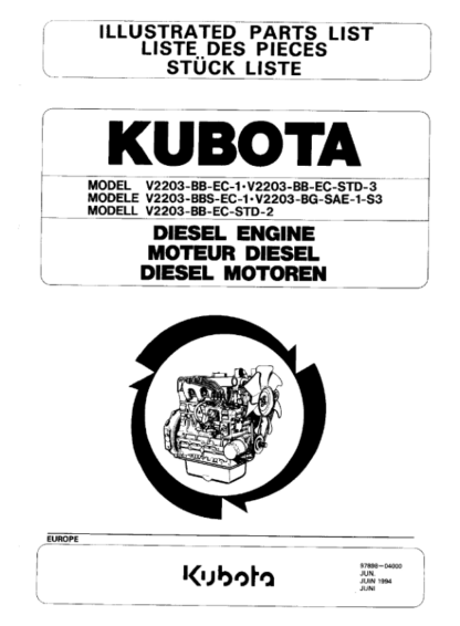 Kubota V2203 Diesel Engine Parts Catalog - Image 2