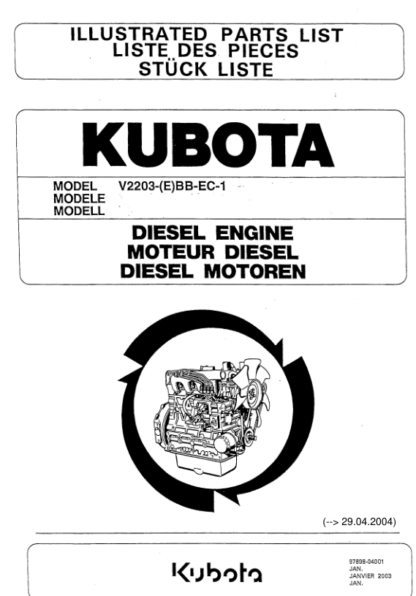 Kubota V2203-EBB-EC-1 Engine Parts Manual - Image 2