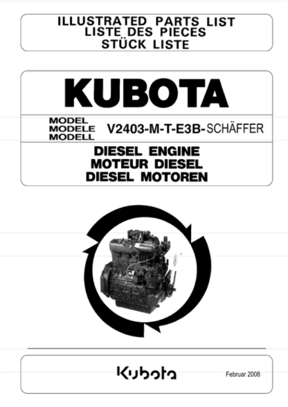 Kubota V2403-M-T-E3B-SHF-1 Diesel Engine Parts Manual - Image 2