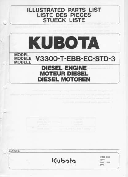 Kubota V3300 Diesel Engine Parts Catalog - Image 2