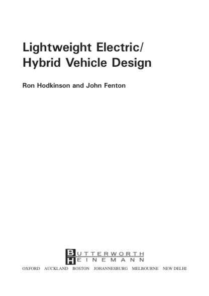 Lightweight Electric Hybrid Vehicle Design - Ron Hodkinson