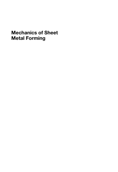 Mechanics of Sheet Metal Forming - Marciniak