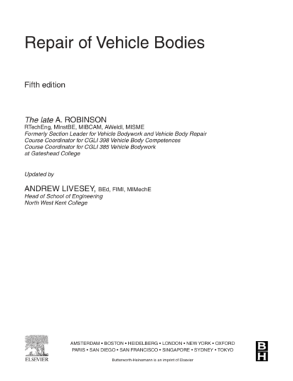 Repair Of Vehicle Bodies - Fifth Edition - A. Robinson - Image 2