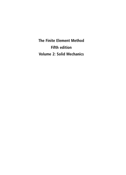 The Finite Element Method Vol2 - Solid Mechanics - R. Taylor