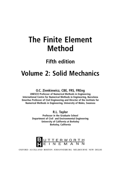 The Finite Element Method Vol2 - Solid Mechanics - R. Taylor - Image 3