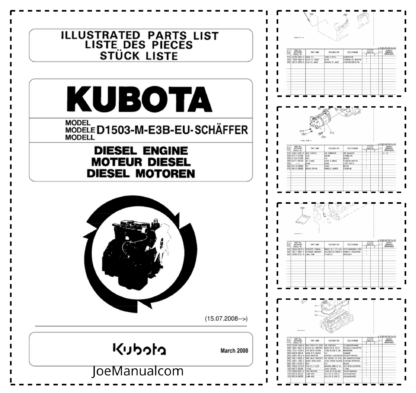 Kubota D1503-M-E3B Diesel Engine Parts Manual