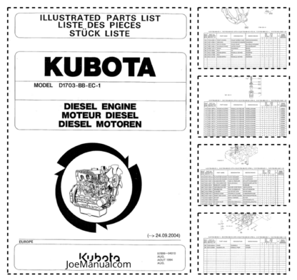 Kubota D1703-E2B-EU-X3-S Diesel Engine Parts Manual