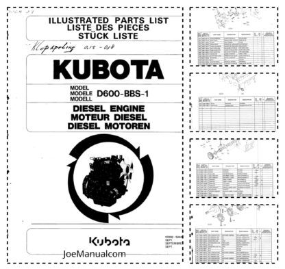 Kubota D600BBS-1 Diesel Engine Parts Catalog