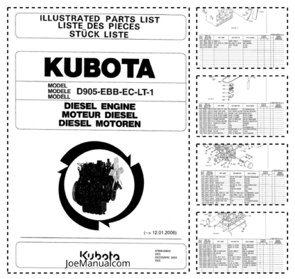 Kubota D905-EBB Diesel Engine Parts Manual