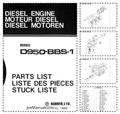 Kubota D950 Diesel Engine Parts Manual